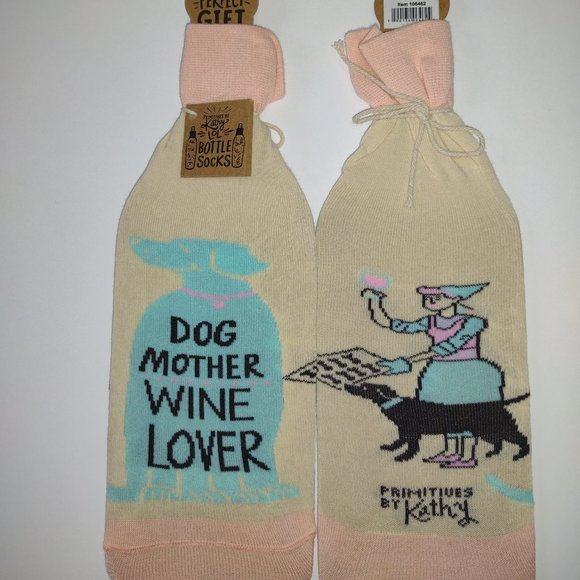 Bottle Cover -Dog Mother- 3.50" x 11.25" Fits 750mL to 1.5L- Pink & Yellow - PBK - Picture 2 of 7